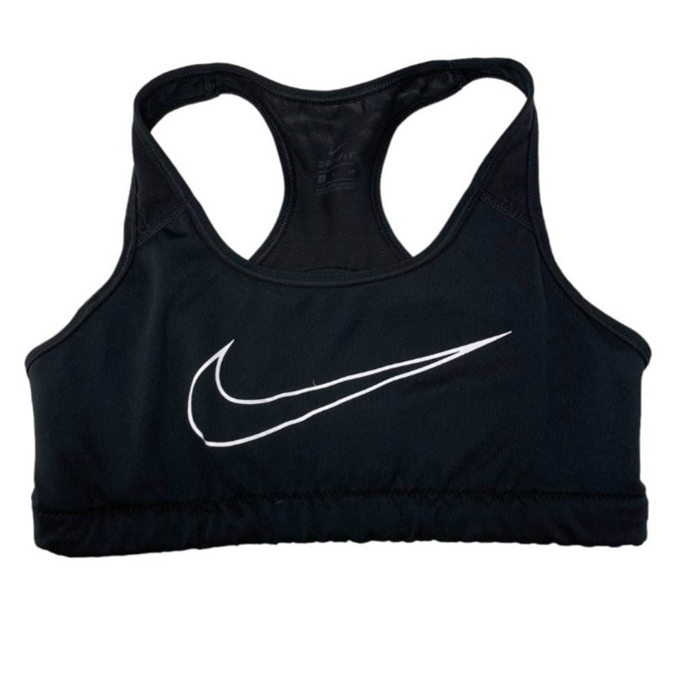 Nike Dri-Fit Swoosh Sports Bra Cutout Racerback Black Activewear Women's S